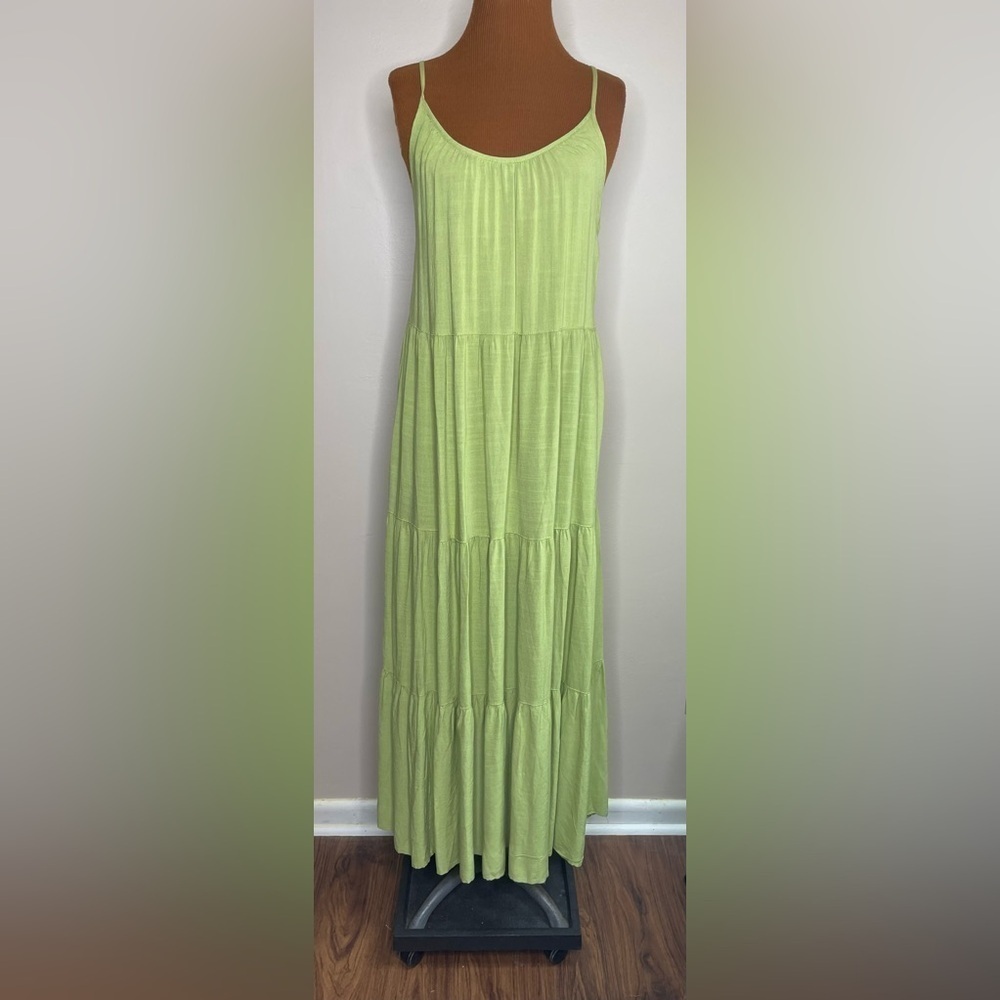 NWT Forever 21 Tiered Cami Maxi Dress Sage Green Size Small